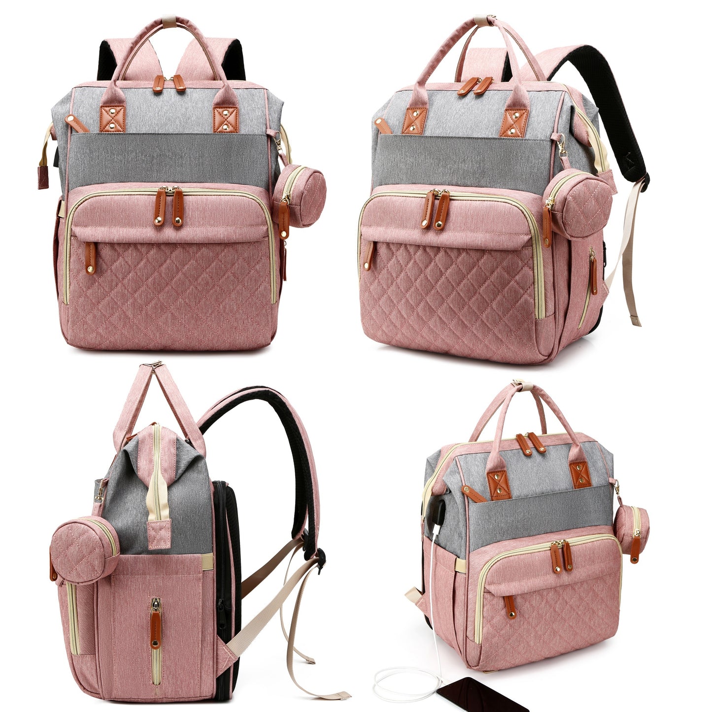 Shopeiz Multifunctional Diaper Bag Backpack with Changing Station