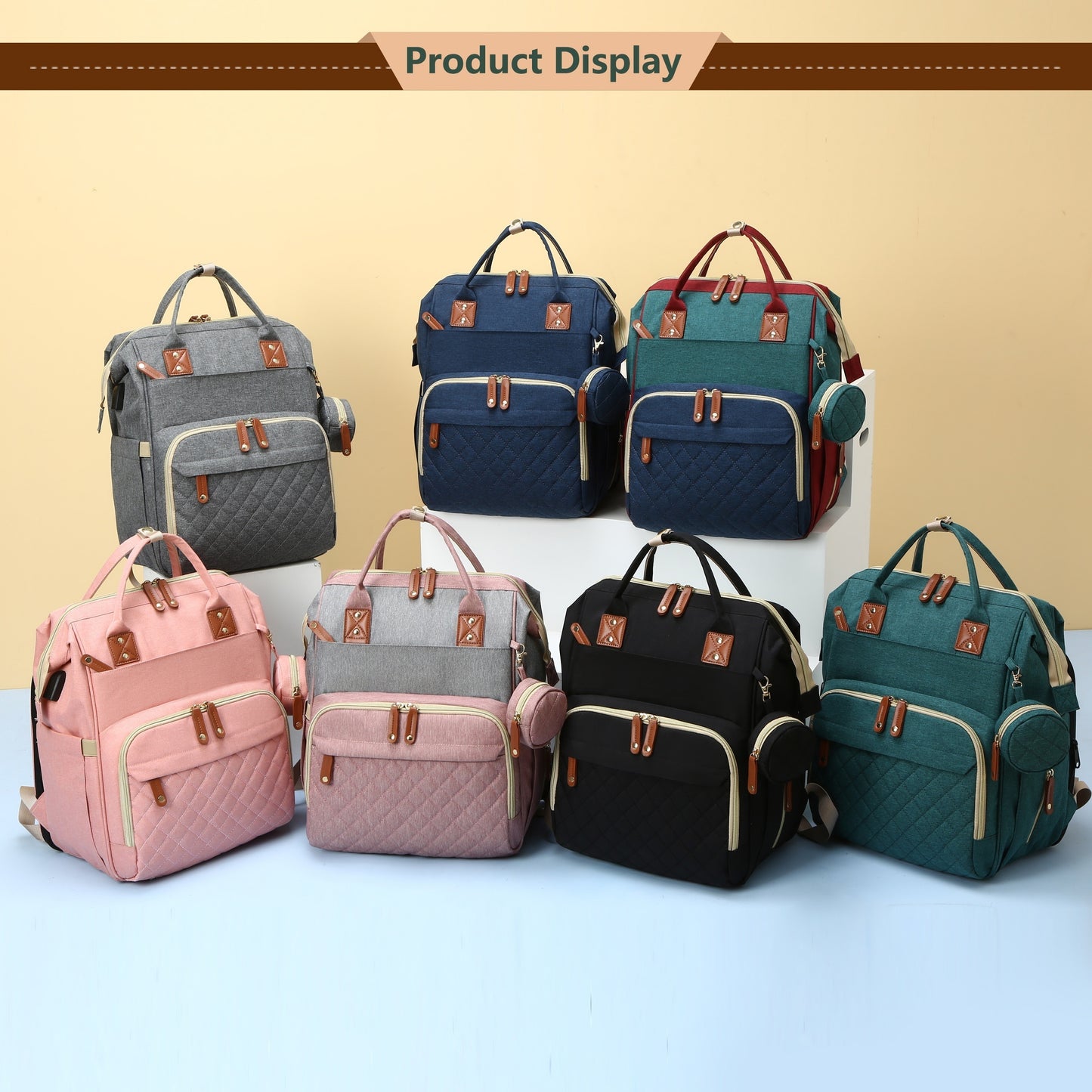 Shopeiz Multifunctional Diaper Bag Backpack with Changing Station