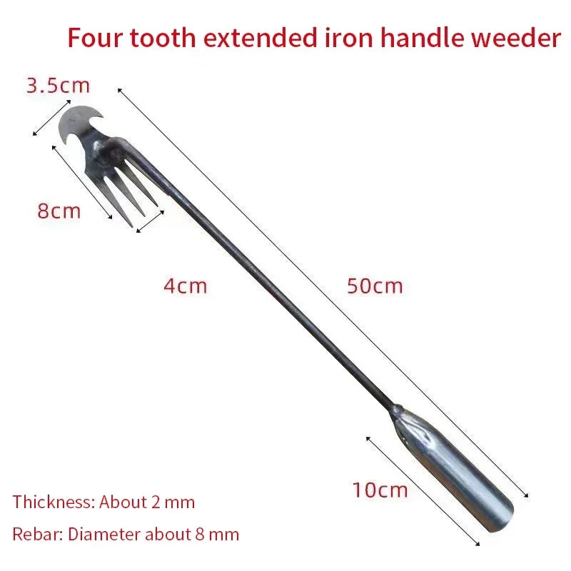 Weeding Artifact Tool – Steel 4-Tooth Hand Weed Puller for Garden