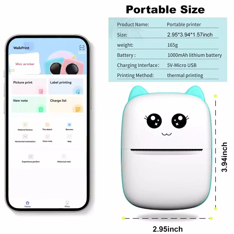 Mini Portable Cat Thermal Printer