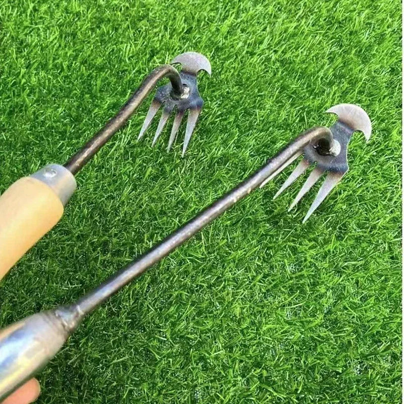 Weeding Artifact Tool – Steel 4-Tooth Hand Weed Puller for Garden