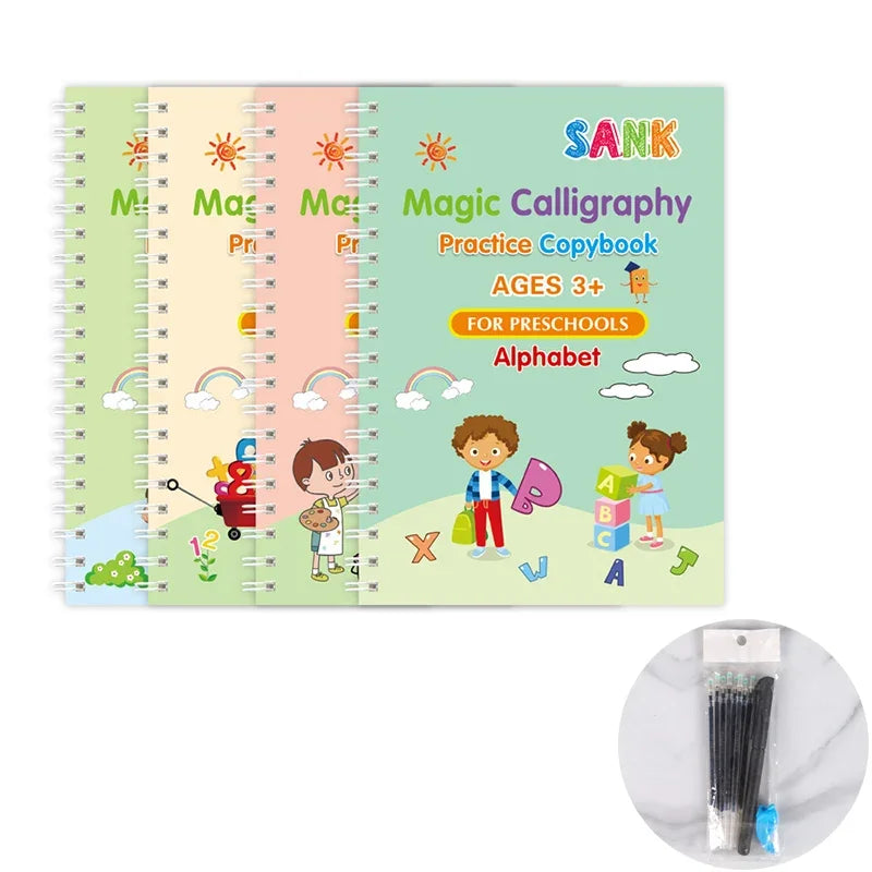 Magic Reusable Learning Copybook (4-in-1 Educational Books)