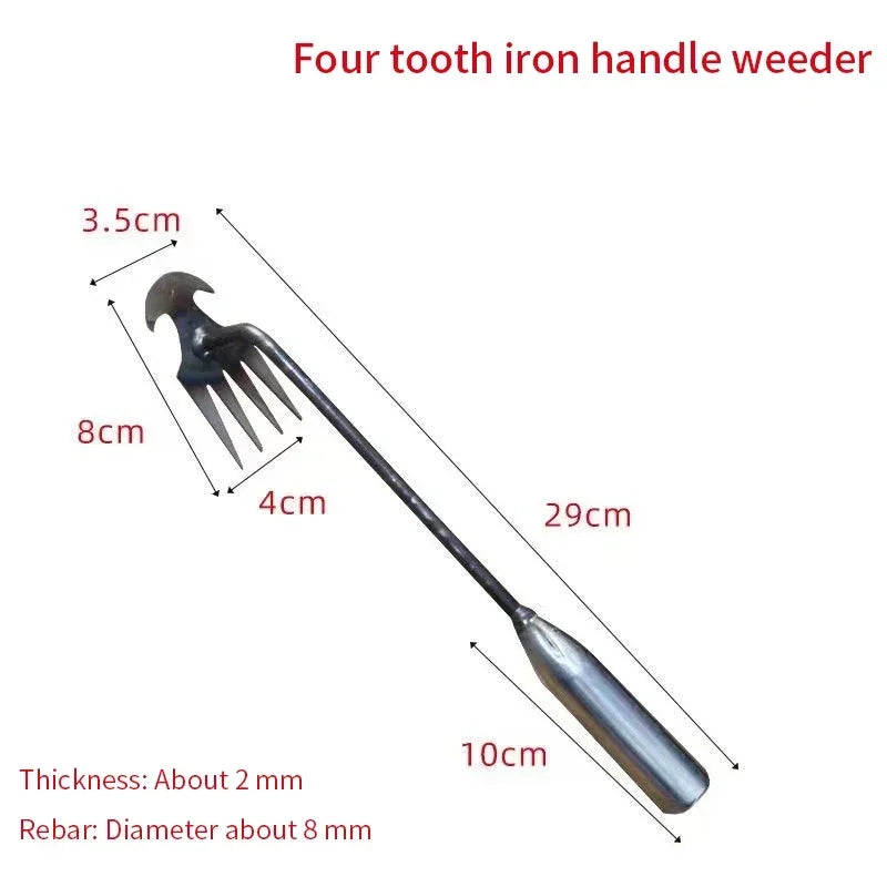 Weeding Artifact Tool – Steel 4-Tooth Hand Weed Puller for Garden