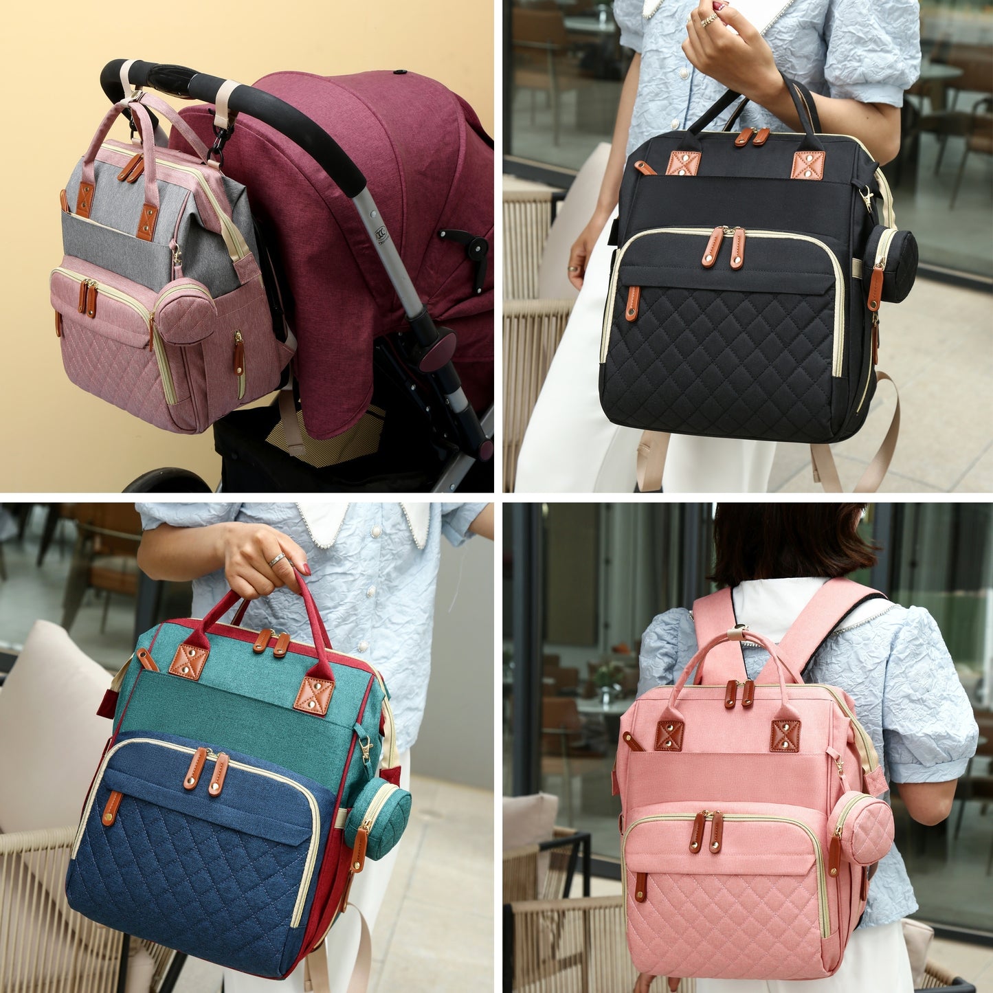 Shopeiz Multifunctional Diaper Bag Backpack with Changing Station