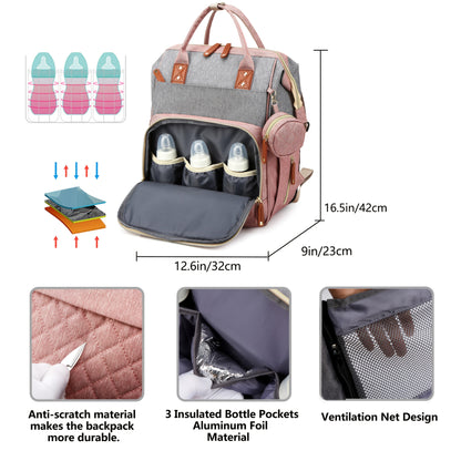 Shopeiz Multifunctional Diaper Bag Backpack with Changing Station