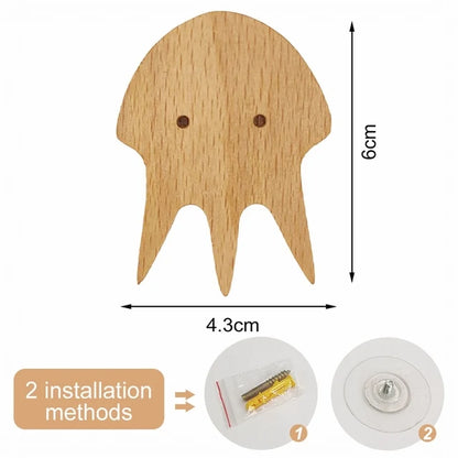1pc Cute Wood Wall Hook – Animal Design Accent