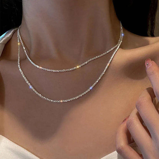 Sparkling Silver Choker Necklaces