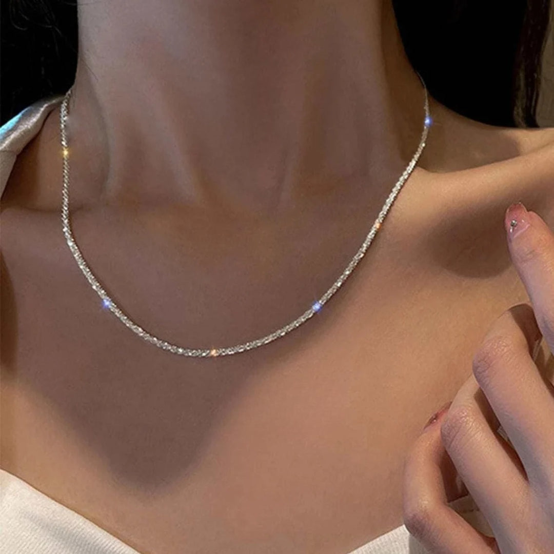 Sparkling Silver Choker Necklaces