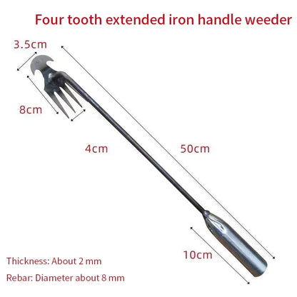 Weeding Artifact Tool – Steel 4-Tooth Hand Weed Puller for Garden