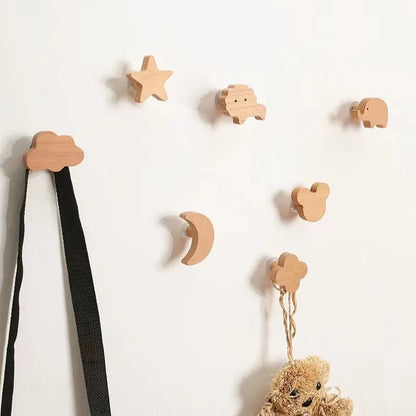 1pc Cute Wood Wall Hook – Animal Design Accent