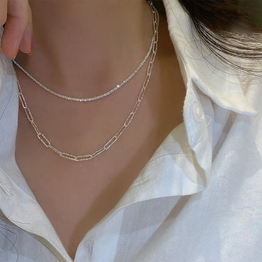 Sparkling Silver Choker Necklaces