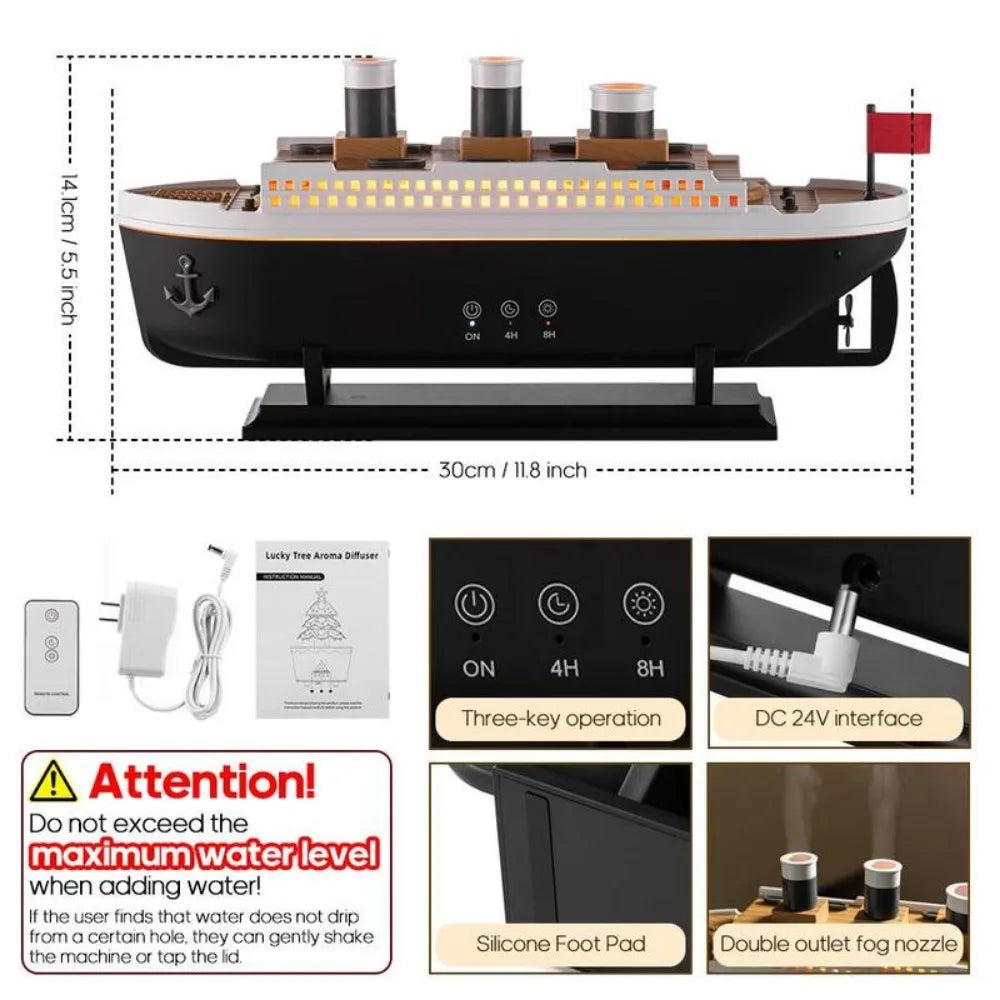 Titanic Ship Model Aromatherapy Humidifier with Remote Control