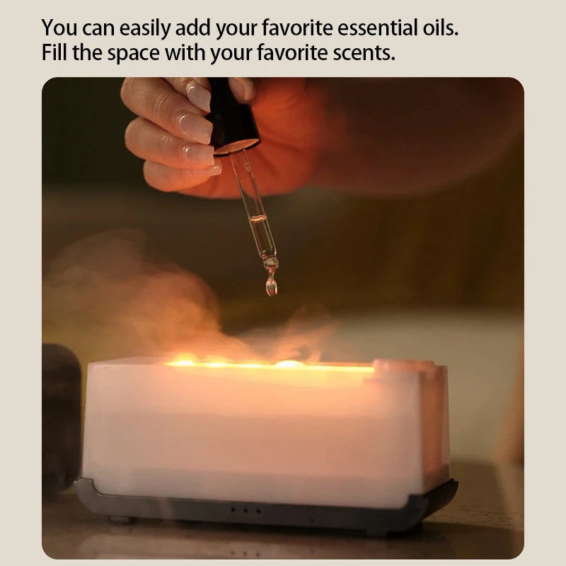 Mini Flame Aromatherapy Humidifier with LED Lights & Timer