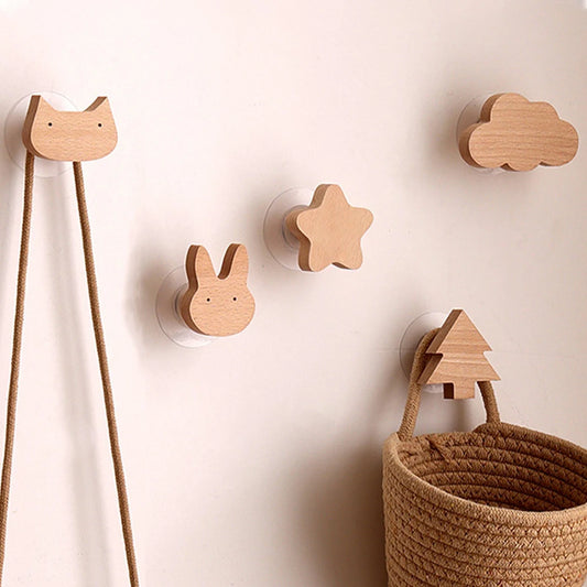 1pc Cute Wood Wall Hook – Animal Design Accent