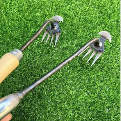 Weeding Artifact Tool – Steel 4-Tooth Hand Weed Puller for Garden