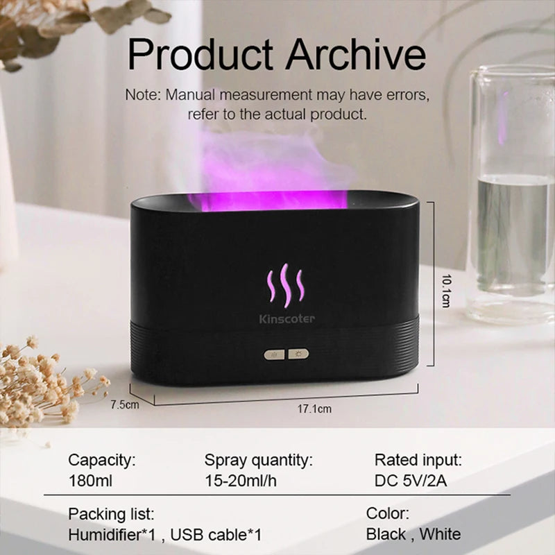 Aroma Flame Mist Lamp – Cool Air Diffuser & Humidifier