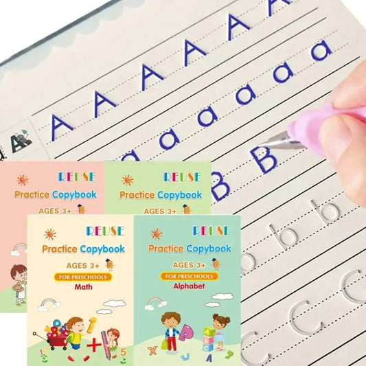 Magic Reusable Learning Copybook (4-in-1 Educational Books)