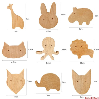 1pc Cute Wood Wall Hook – Animal Design Accent
