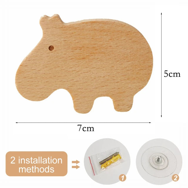 1pc Cute Wood Wall Hook – Animal Design Accent