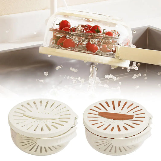 Drain Basket with Lid – Fruit & Rice Washer, Storage Bowl with Handle