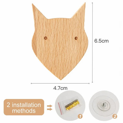 1pc Cute Wood Wall Hook – Animal Design Accent