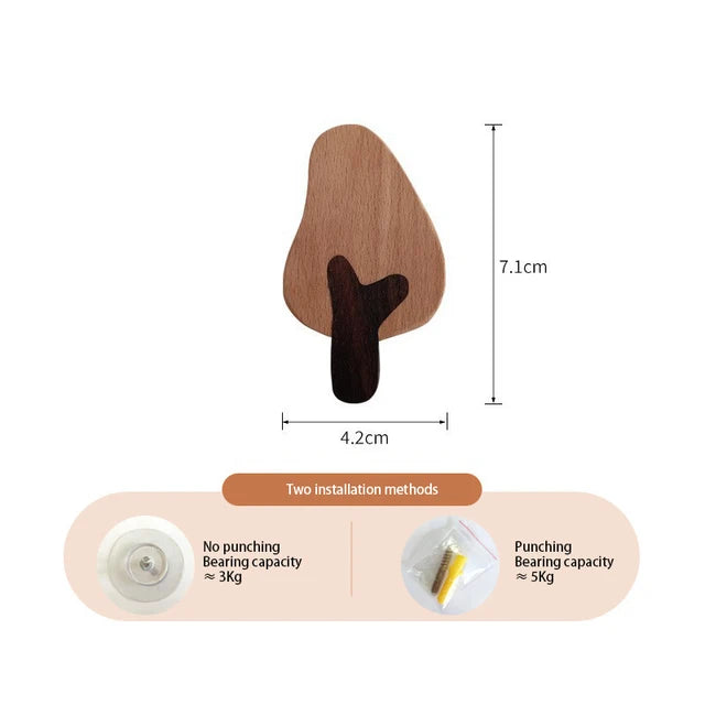 1pc Cute Wood Wall Hook – Animal Design Accent