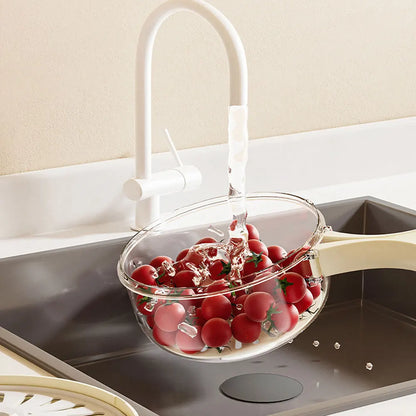 Drain Basket with Lid – Fruit & Rice Washer, Storage Bowl with Handle