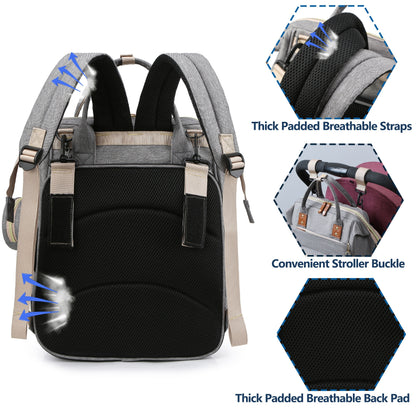 Shopeiz Multifunctional Diaper Bag Backpack with Changing Station